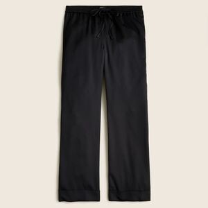 J. Crew Drawstring Cuffed Crepe Pants Black Easy Pants wide leg size 10 satin